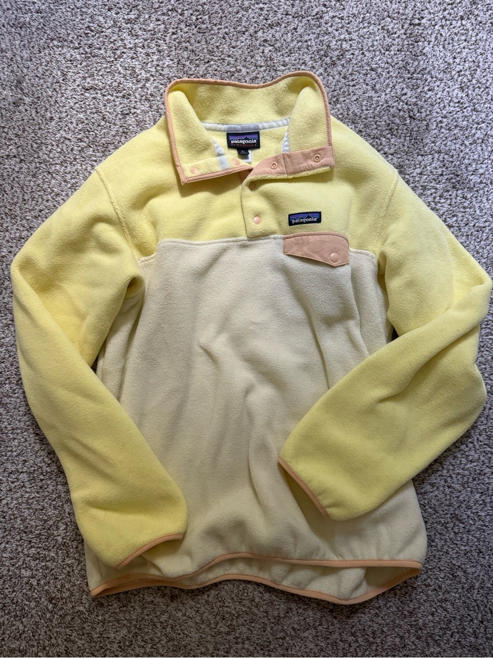 Patagonia yellow synchilla quarter snap fleece sz XL